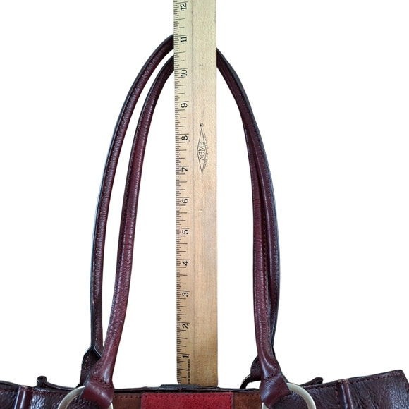 Vintage Etienne Aigner Tri Color Leather Shoulder Bag Tan Burgundy Red Handbag - Picture 11 of 15